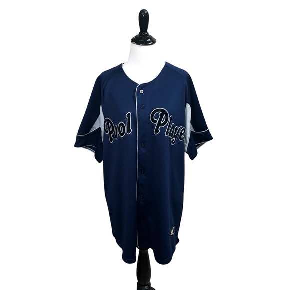 Russell Athletic Other - Russell Athletic Men's L Large Baseball Shirt "Pool Player" Button Down Blue